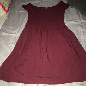 Maroon off the shoulder dress
